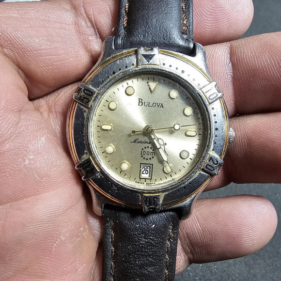 Bulova marine star Mens Quartz Date Just Dial Watch Working T6 WR 100 Meters sho - Picture 1 of 9